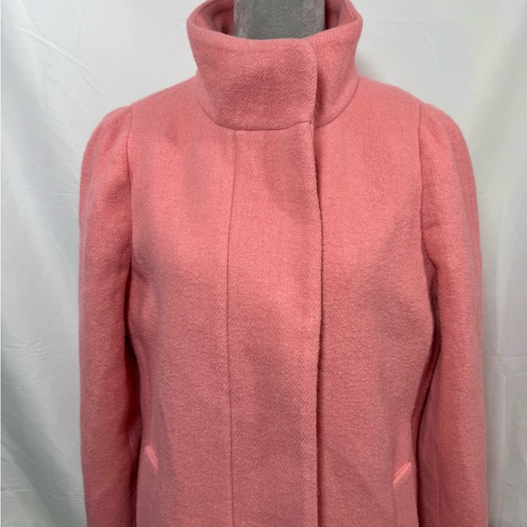 J Crew Mercantile Coat Womens Size 6 Pink Wool Blend Funnel Neck Jacket - Picture 2 of 15